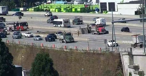 'Major delays' on Hwy. 1 after dump truck crash on Port Mann Bridge.